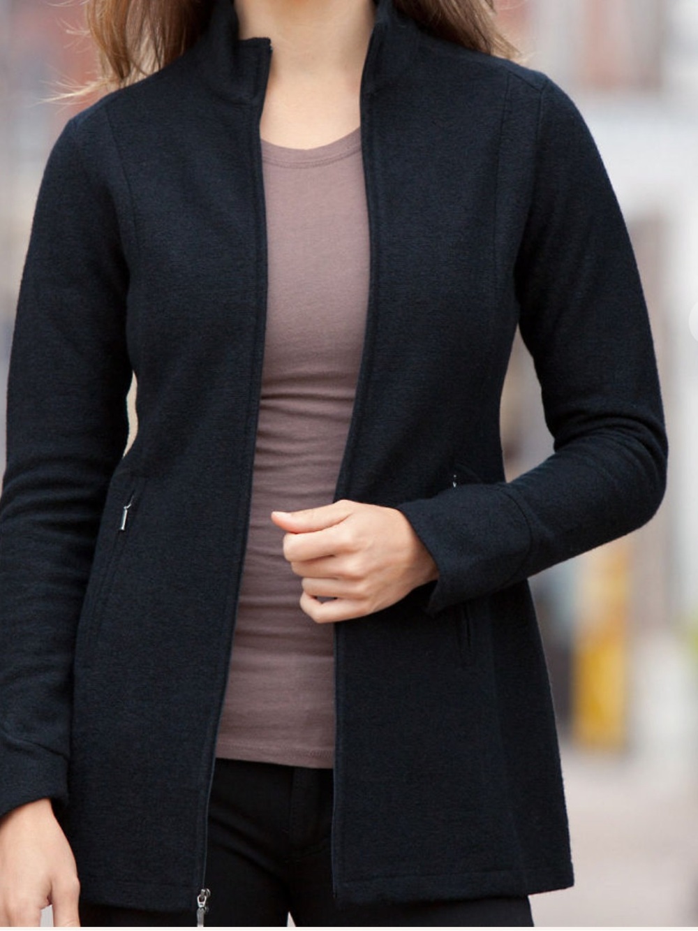 IBEX Backbay Dual Zip Merino Wool Jacket Blue SZ Med Tunic Layer Pockets Women’s